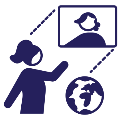 Illustration of a person watching another person on a screen