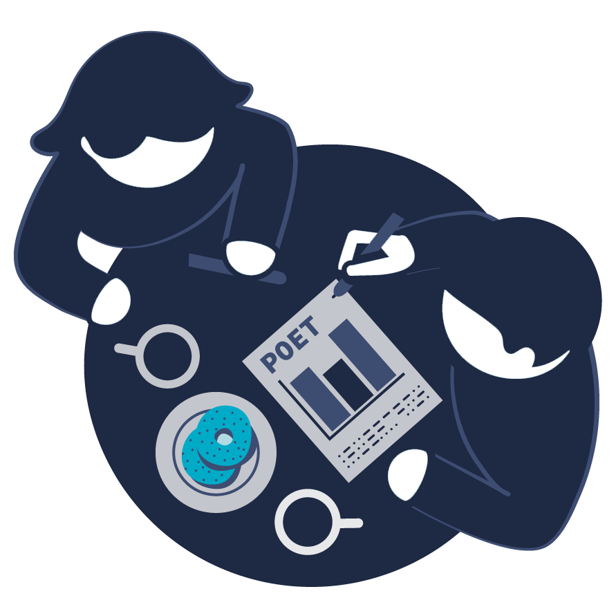 Illustration of two people at a round table